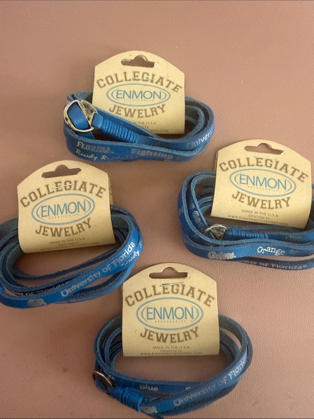 Collegiate Blue Wrap Bracelet - Women's Accessory pack of 4 🐊